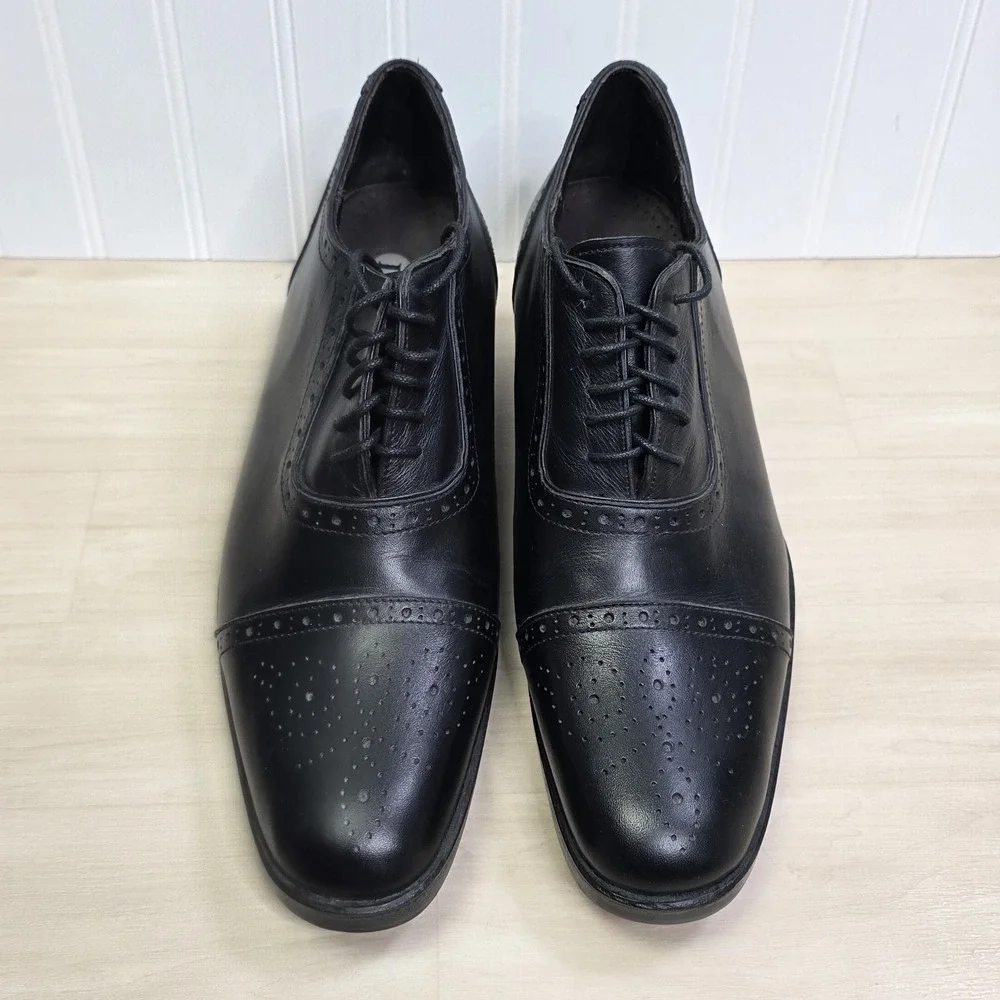 Dons Handmade Men's Elevator Shoes Cap Toe Black Leather Size 10 12